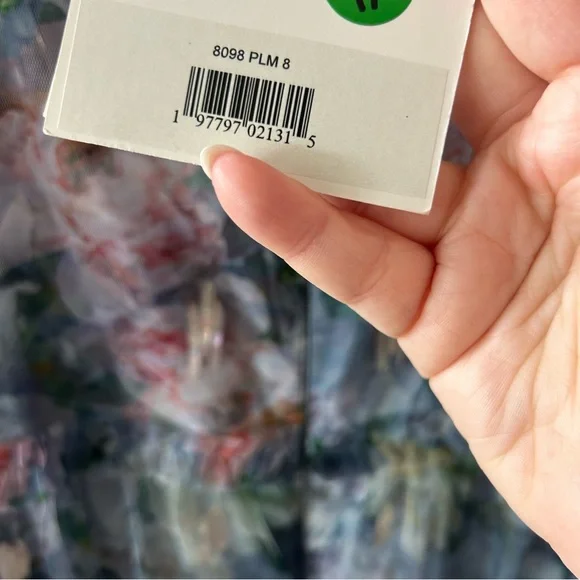 NWT 8098 Mac Duggal Long Sleeve High Neck Floral Ruffle Gown - Picture 10 of 10